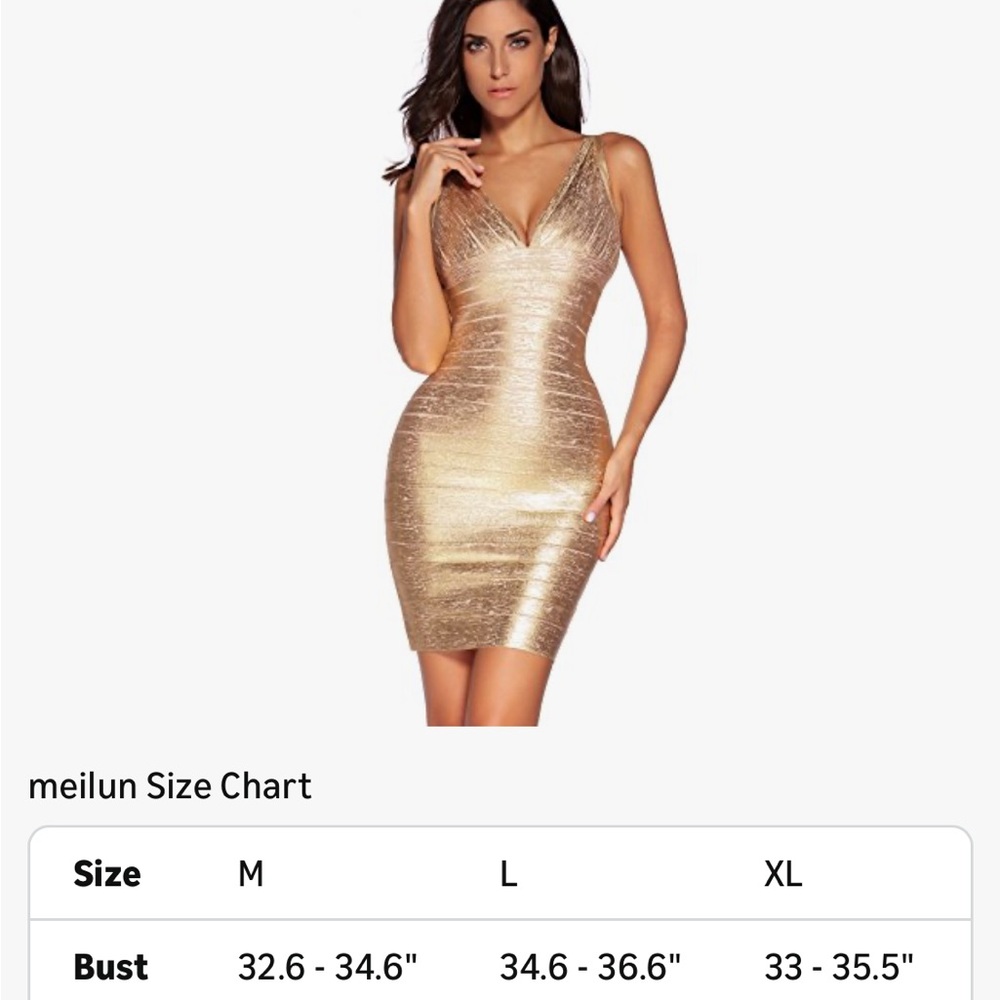Elegant Gold Sleeveless Dress - Picture 3 of 6